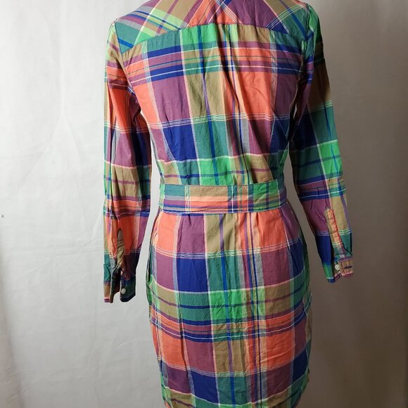 Talbots Long Sleeve Plaid Cotton Dress - Size 6P - Picture 2 of 3